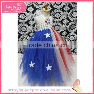 Gauze Five-pointed Star Decoration Fluffy Voile Girl's Dress Children Frocks Designs thumbnail-4