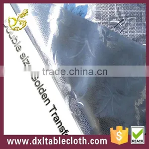 Double Side Golden Square Plaid and Maple Leaf PVC Tablecloth Made in China thumbnail-1