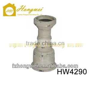 Hongwei Handmade Antique & PrimitiveWhite Wooden Candle Holder/Candlestick With High Quality for Home&Garden Decoration thumbnail-1