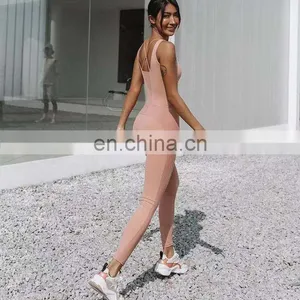 Ready To Ship Long Length One Piece Ladies Dance Bodysuit Cross Back Straps Fitness Gym Yoga Jumpsuit Activewear For Women thumbnail-5
