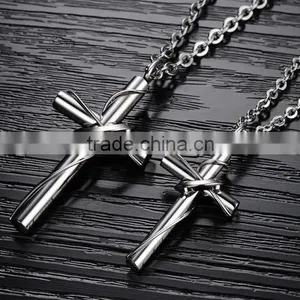 Titanium Steel Jewelry Wholesale Love Touching the Cross Titanium Steel Couples Necklaces With Pure Steel thumbnail-4