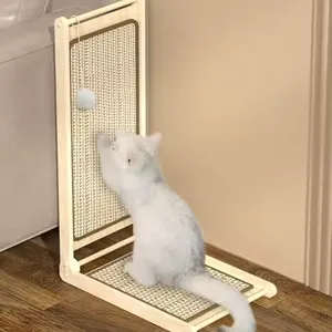 MEOW LOVE Cat Scratch Board L Shape Cat Scratcher Pad No Debris With Ball Toy Solid Wood Furniture Protector for Cats thumbnail-1