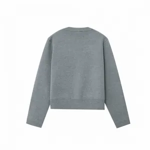 Spring 2025 New Women's Clothing European and American Style Belt Shoulder Pads, Flat Needle Long Sleeved Round Neck Jacket for Women thumbnail-2