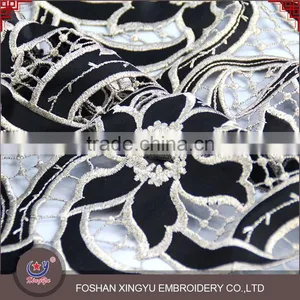 Hot-selling Promotional Custom Chemical Evening Sexy Dress Use Hot Popular Black Gold Lace Fabric Supplier's Choice thumbnail-4