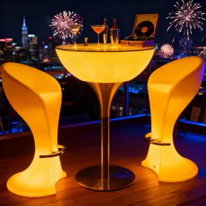 Ice Bucket Table Light Double Bar Chair Nightclub KTV Party End Table Modern Colorful Plastic Commercial Furniture Led Light thumbnail-3