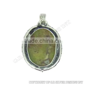 Geniune Green Penny Opal Pendant,sterling Silver Pendant Wholesale,handmade Silver Pendant thumbnail-2