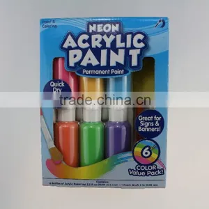 6 Bottles of Neon Acrylic Paint, 73.92ml/bottle thumbnail-1