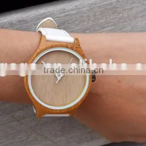 Women Bamboo Watch / Leather Band Lady Wood Watch thumbnail-3