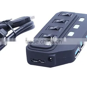 Computer Super Speed 4 Port USB 3.0 Hub With Power Cable USB Type A to Micro 3.0 B Cable thumbnail-6