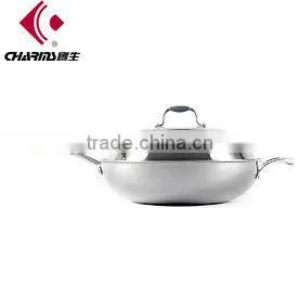 Tri-ply Stainless Steel Deep Wok thumbnail-1