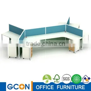 120 Degree 3 Person Wooden Office Workstation thumbnail-1