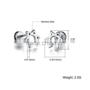 Star Shape Stud Wholesale Factory Stainless Steel Earring Man thumbnail-3