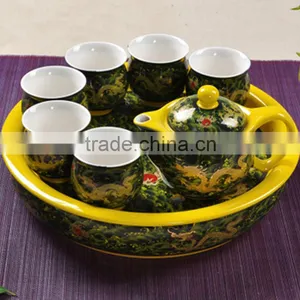 China Gongfu Teaset Pottery Teaware Clay Tea Kettle With 350ml Teapot 100ml Teacup and Tea Tray thumbnail-2