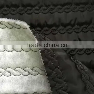 Polyester Stripe With Fashion Embroidered Padded Quilting Fabric thumbnail-2