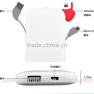 6000mAh High Capacity Customize Logo Printing Built in Cable Portable Smart Phone Power Bank thumbnail-5