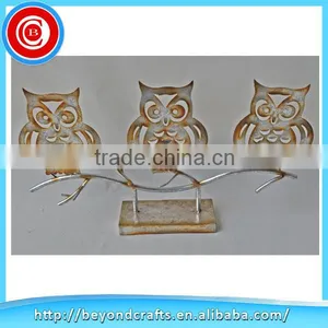 Newest Home Decor 3 Metal Owl Candlestick thumbnail-1
