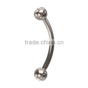 Solid G23 Titanium Barbell Eyebrow Ring Curve Piercing With Gem thumbnail-1