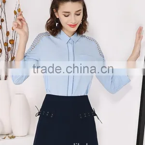Casual White Chiffon Shirt Top Wpmen Three Quarter Sleeve Teen Girls thumbnail-2