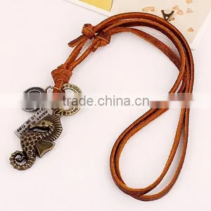 2016 New Design Vintage Hippocampus Leather Necklace Men Handmade Jewelry thumbnail-1