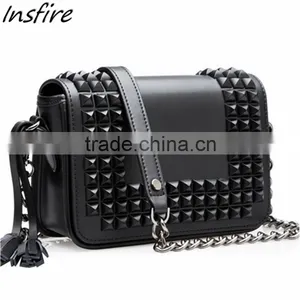 Metal Rivet PU Leather Wholesale Clutch Cool Chain Shoulder Bag Wholesale thumbnail-1