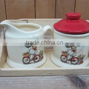 Decorative Chef Design Ceramic Creamer Set With Sugar Bowl Set thumbnail-1