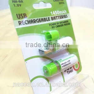 AA USB Nimh Battery 1450mAh 1.2v, Powered USB Battery thumbnail-1
