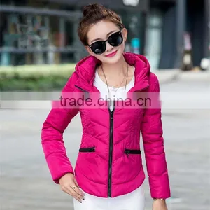 Fashion OEM Bulk Fashion Slim Fake Down Cheap Winter Jacket Women, Polyester Fiber Filled Black Hooded Custom Puffer Jacket thumbnail-4