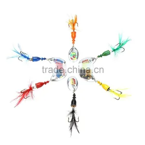 6Pcs 7cm 4g Hard Fishing Lures Spoon Noise Sequin Paillette Baits With Feather Treble Hook Set Tackle thumbnail-5