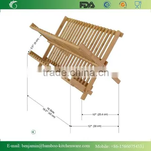 BH002/Hot Sale Exquisite Easy-clean Anti-corrosion Foldaway Bamboo Dish Rack thumbnail-1