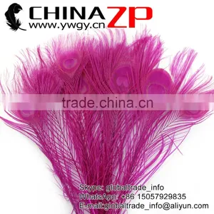 ZPDECOR Leading Supplier Wholesale Cheap Full Eye Dyed Hot Pink Long Peacock Tail Feathers for Sale thumbnail-1