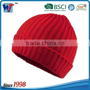 High Quality Promotional Custom Winter Warm Beanie Red Color Knitted Hat thumbnail-1