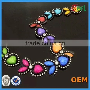 Fancy Multicolor Rhinestone Brass Cup Chain for Garment Accessories thumbnail-3