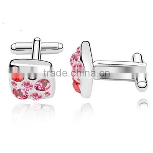 2016 Latest Luxury Silver Copper Diamond Cufflinks With Square High Polishing Cuff Links thumbnail-2