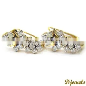 Diamond Gold Earrings, Gold Earrings, Earring Jewellery thumbnail-2