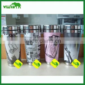 Wholesale Promotion Custom Logo Vacuum Thermos Stainless Steel Tea Coffee Travel Mug With Lid thumbnail-1