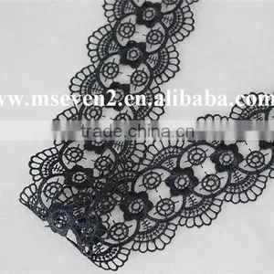 New Arrival Scallop Lace Trim 100% Polyester in Black Circles Pattern With Flowers Lace for Wholesale thumbnail-3