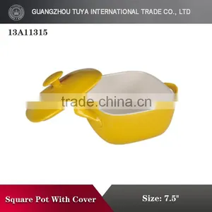 Square Ceramic Pot With Lid Colour Glaze Pot thumbnail-1