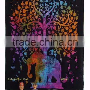 Tree of Life Elephant Indian Mandala Tapestry thumbnail-1