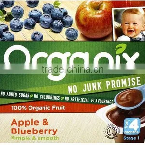 Organix Organic Fruit Apple & Blueberry Puree 4mth+ (100g x 4)x6 thumbnail-1
