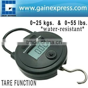 Portable 25kg/55lb Round Digital LCD Hanging Fish Weighing Scale, oz thumbnail-1