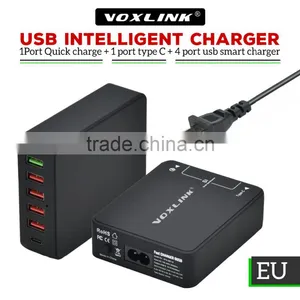 VOXLINK Fast Charging 40W 5V 8A Quick Charge 3.0 + Usb Type c Charger Adapter With 4 Usb Ports(US/UK/EU Optional)) thumbnail-3