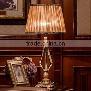 K9 Clear Crystal Diamond Shape Lamp Body Mental Bottom Table Lamp With Lampshade thumbnail-1