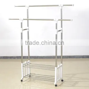 Multi Telescopic Clothes Rack With Storage Tiers Rack thumbnail-1
