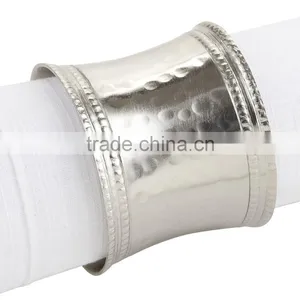 Silver Napkin Ring Beaded Border thumbnail-1