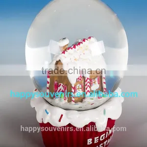 Beautiful 3D Snow Resin House With Red Base Christmas Gifts Snow Globe Diameter 65mm thumbnail-4
