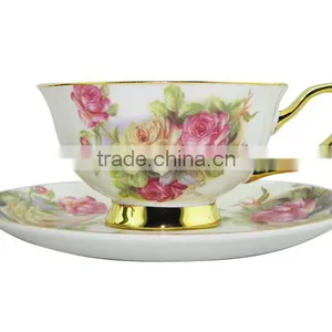 200ML Product Flower Pattern Coffee Mug With Saucer Set thumbnail-1