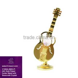 Gold Plated Crystal Guitar With Crystals From Swarovski thumbnail-1