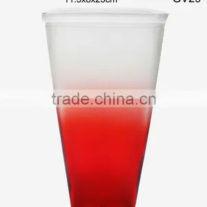 Wide Mouth Red Wholesale Glass Frosted Vase thumbnail-1