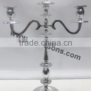 Multifunctional 5 Arm Candelabra for Wedding Centerpieces , Nickel Plated Candelabra ,SilverCandelabra thumbnail-4
