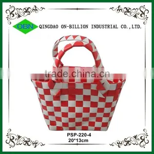 Wholesale Colorful Handmade pp Strap Woven Children Bag Basket for Kids thumbnail-1